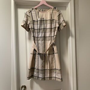 Burberry Beige Plaid Mini Dress